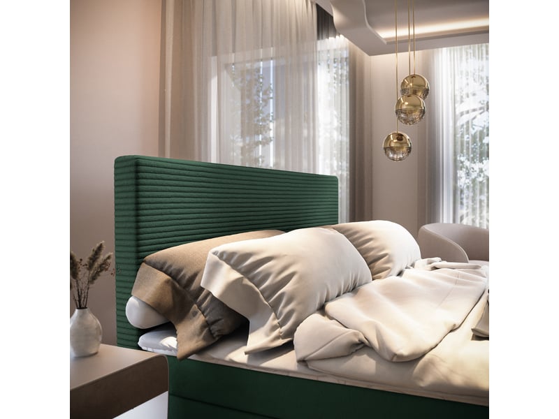  Boxspring giarro 200x200 cm, lit complet avec matelas, vert  - Conforama D