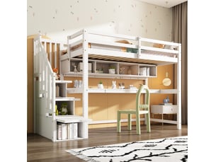 Lit avec rangement 90x200 cm ELVMI coloris blanc