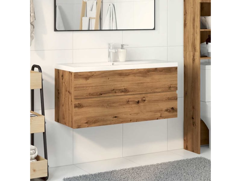  Armoire lavabo avec bassin intégré chêne artisanal shl4150  - Conforama C