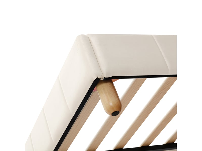  Lit enfant 140x190 cm avec sommier à lattes et barrière de sécurité beige sans matelas  - Conforama D