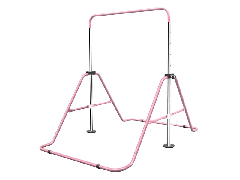 Barre de gymnastique pliable pour enfants 145x100x130 cm réglable en hauteur métal rose  - Conforama B