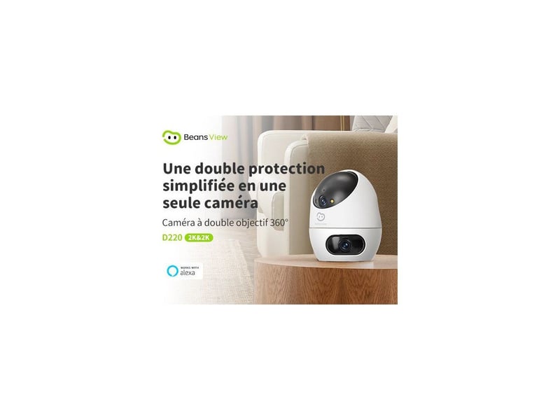 Camera wifi interieur d220 dual 2k double optique 3mp + 3mp rotation 360 AABWZ14007 - Conforama E