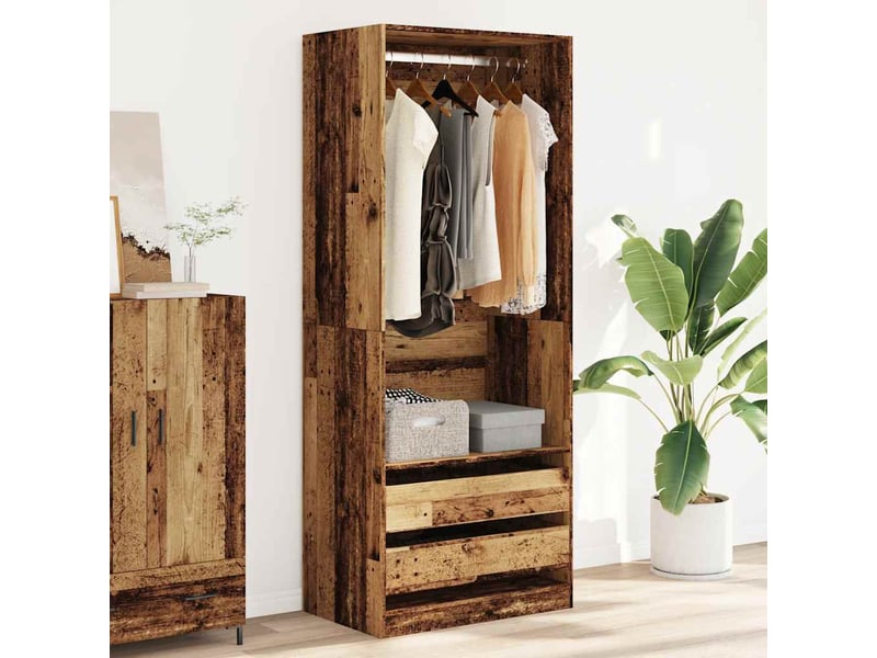  Garde-robe, armoire de rangement vieux bois 80x50x200 cm bois d'ingénierie shl80971  - Conforama C