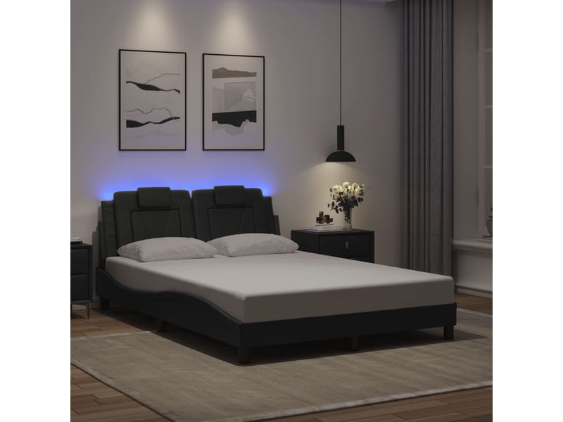 Lit adulte, lit double, cadre de lit viana avec led sans matelas gris 140x190cm cf16627 - Conforama B