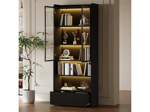 Vitrine coloris noir 4 étagère(s) MERAX vitrine noir - 80 cmx180 cm