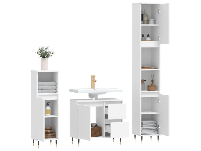  Ensemble de meubles salle de bain 3 pcs blanc bois d'ingénierie cf63940  - Conforama E