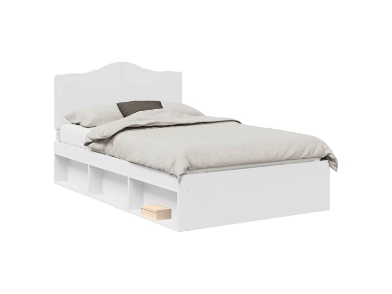  Lit double- lit adulte -  cadre de lit avec tête de lit blanc 120 x 190 cm pin massif  - Conforama A