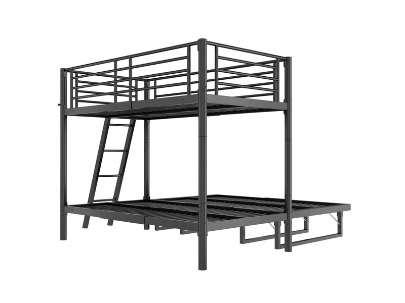  Lit jeune, 242,5x189,6x160 cm, extensible, en métal, noir cao-LDB00677AAB-conf-NEW - Conforama W