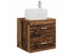 Vanité de lavabo mural, meuble de rangement bois ancien 49.5x44.5x66 cm shl8008
