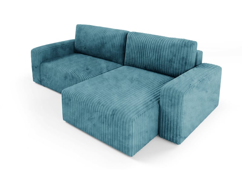  Canapé d'angle convertible cord fano turquoise  - Conforama C