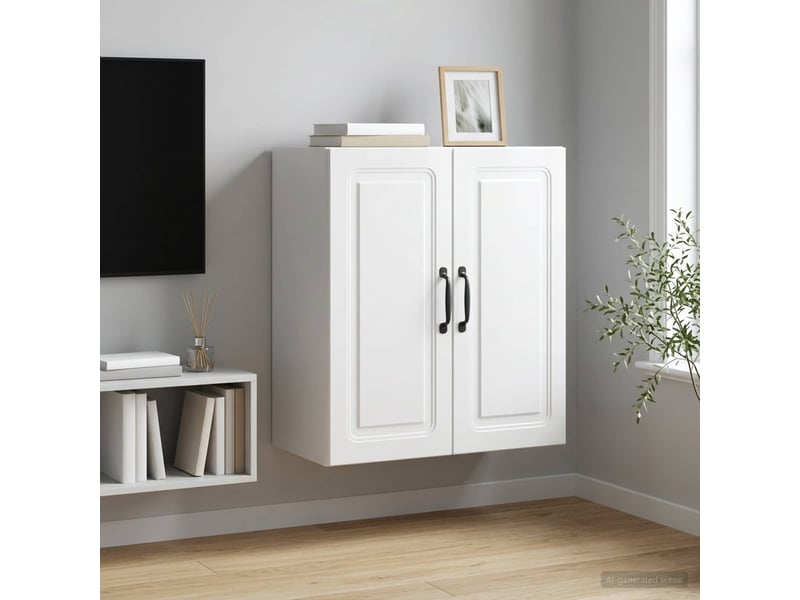 Armoire murale salon 59x31x60cm bois d'ingénierie blanc brillant shl4623 - Conforama B