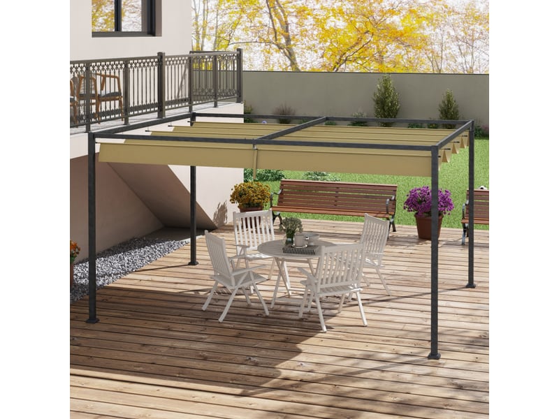  Pergola belvecourt rétractable anti-uv kaki extérieur contemporain 298x213 cm  - Conforama D
