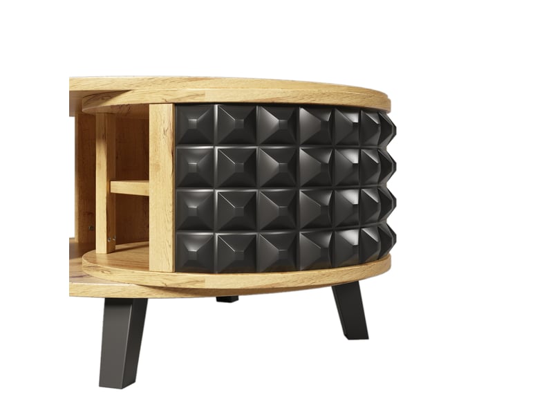  Table basse 85,2x80x45,2 cm rangement rotatif panneau de particules naturel  - Conforama D