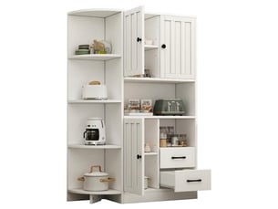 Vitrine coloris blanc 14 étagère(s) <strong>KORFEE</strong> <strong></strong> - 48 cmx104 cm