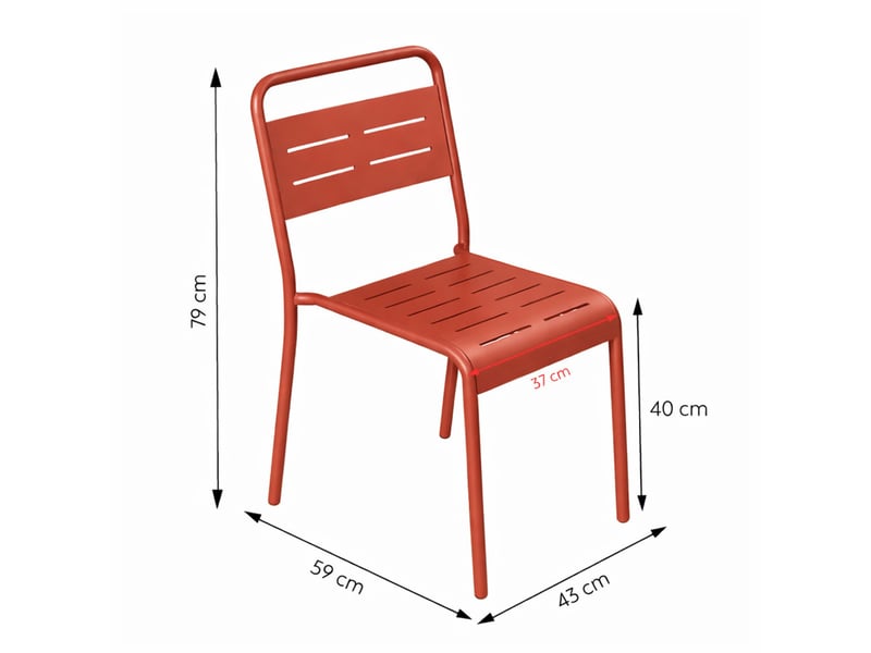 Ensemble table de jardin 120 cm et 4 chaises terracotta bergame  - Conforama D
