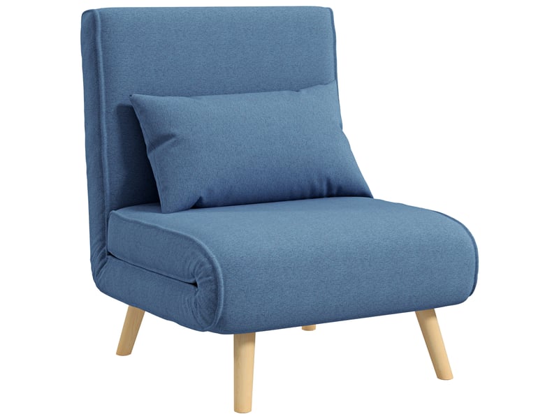 Fauteuil convertible design scandinave - coussin - bois tissu bleu  - Conforama A