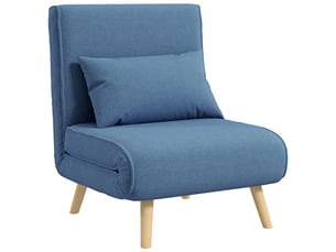 Fauteuil convertible design scandinave - coussin - bois tissu bleu