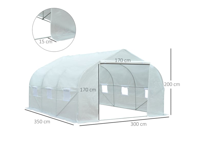Serre tunnel 350x300x200 cm protection uv métal blanc - Conforama E
