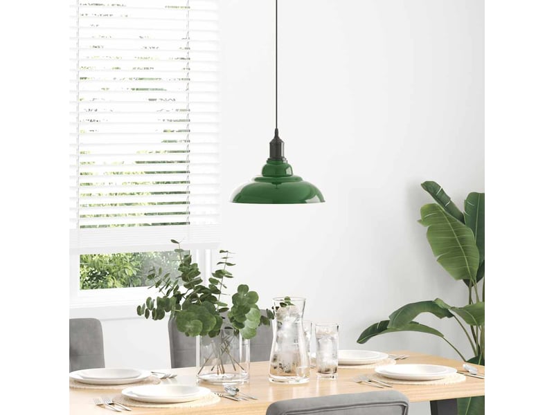  Lampe suspendue, suspension luminaire réglable hauteur e27 vert brillant ø 31cm métal  - Conforama C