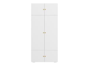 Armoire blanche 90x50x200 cm à portes battantes avec penderie et 5 compartiments