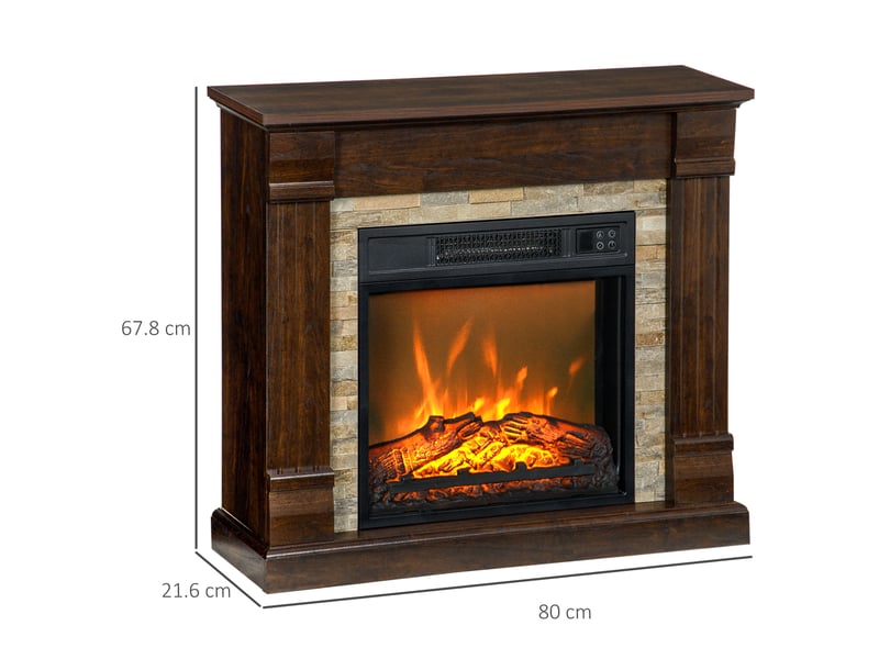  Cheminée électrique marron avec chauffage, flamme 3d et température réglable  - Conforama E