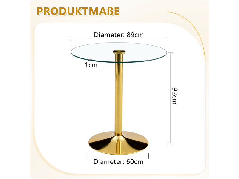  Table bar moderne 89 cm – verre trempé, piètement noir, hauteur 92 cm – design minimaliste  - Conforama C