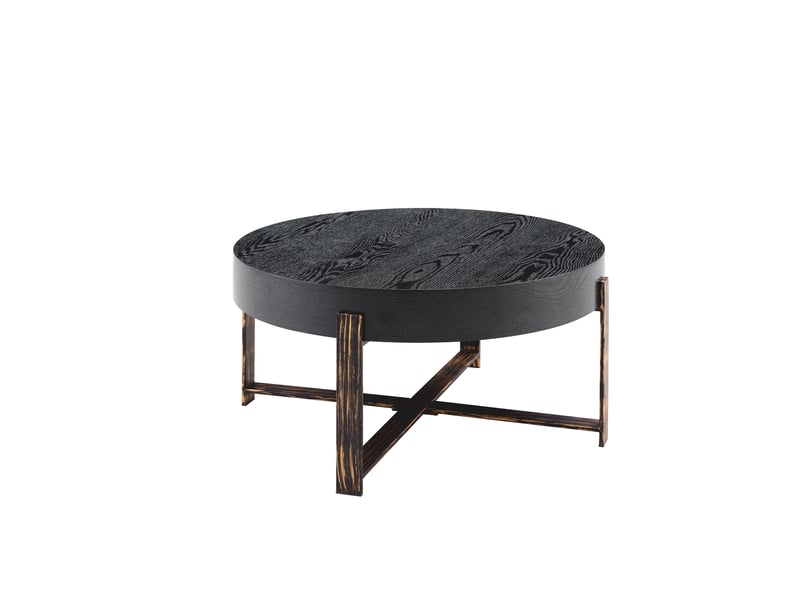  Table basse rond 68×68×36 cm, mdf et métal, noir Fay Lum - Conforama A