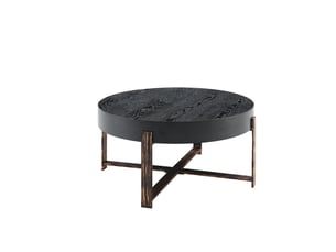 Table basse rond 68×68×36 cm, mdf et métal, noir