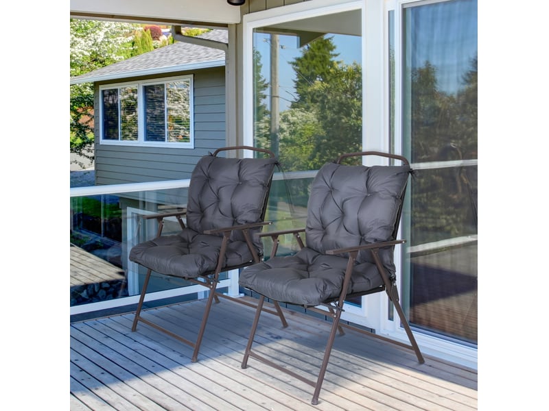  Lot de 2 coussins pour chaises de jardin à dossier bas 50 x 98 x 8 cm gris  - Conforama B