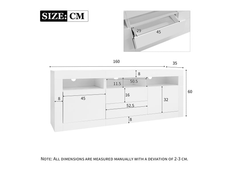  Meuble tv blanc 160 cm led panneau de particules meuble tv blanc - Conforama C