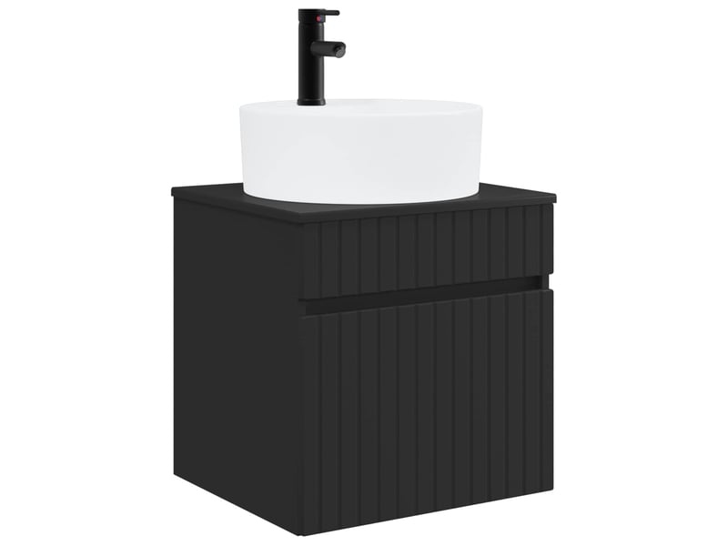  Meuble de lavabo mural, rangement salle de bain noir 49x44.5x65 cm bois d'ingénierie  - Conforama A