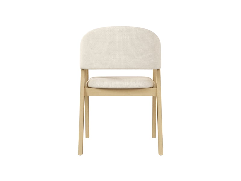  Lot de 6 chaises de salle à manger en bois massif naturel, tissu lin beige  - Conforama E