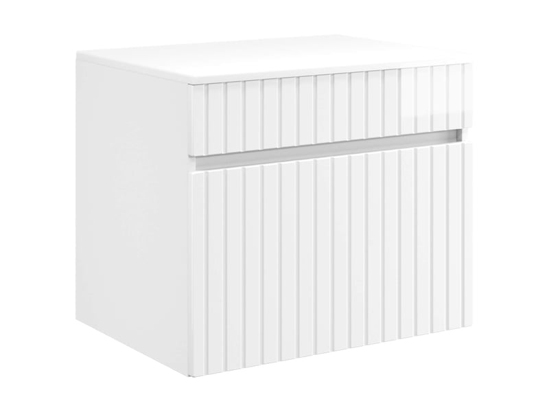  Cabinet salle de bain mural, meuble de rangement blanc brillant 59x44.5x50 cm  - Conforama A