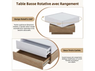 Table basse carré(e) coloris bicolore <strong></strong> <strong></strong> - 60 cmx60 cm