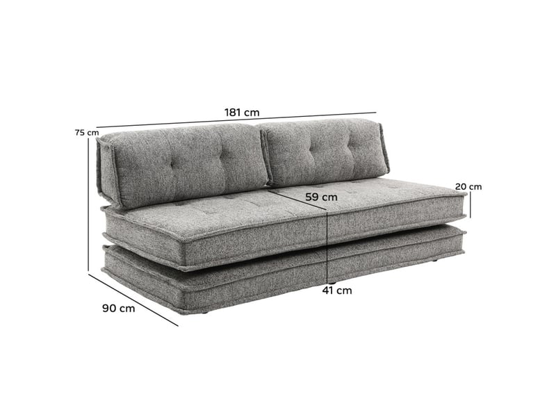  Canapé style futon 2 étages 3pl convertible tissu doux gris – annie  - Conforama D