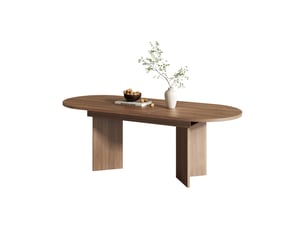 Table à manger extensible 120–160 x 80 x 75,5 cm, avec bords arrondis, plateau épais, pour 4 à 6 personnes, noyer