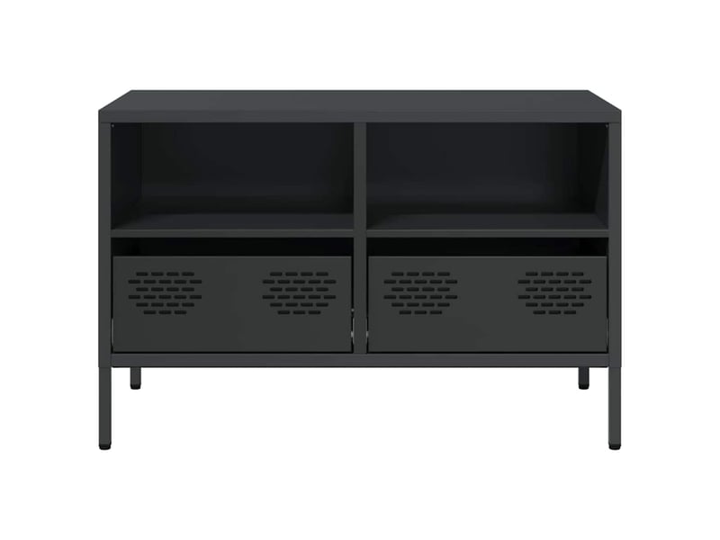  Meuble tv - banc tv - meuble de rangement noir 68x39x43,5 cm acier laminé à froid  - Conforama E