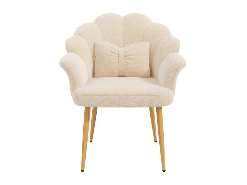  Lot de 4 fauteuils de salle à manger 64x65,5x85 cm en tissu teddy beige  - Conforama D