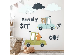 Sticker mural - des animaux dans les voitures130x175 cm
