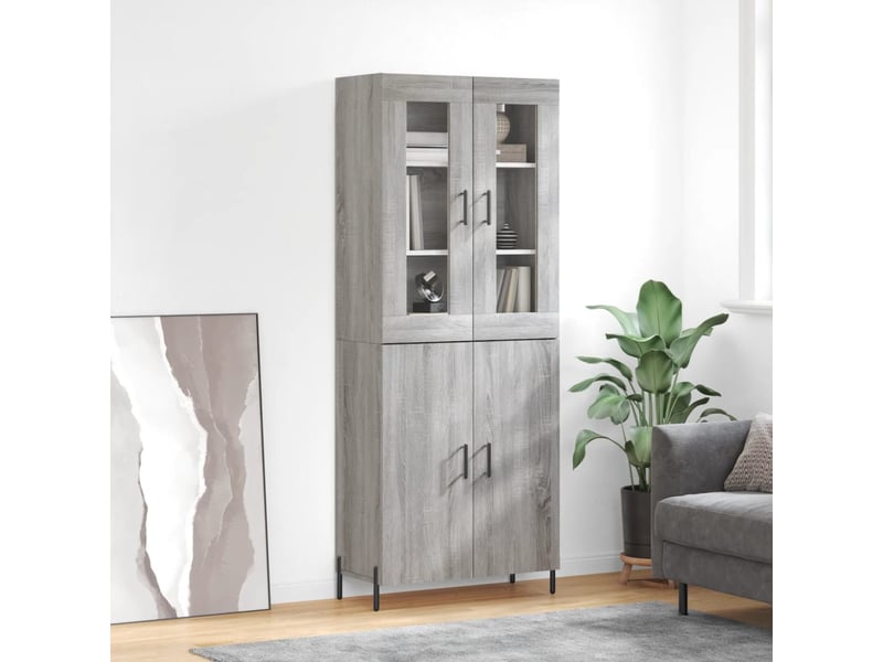 Buffet haut - bahut - meuble de rangement sonoma gris 69,5x34x180 cm bois d'ingénierie - Conforama B