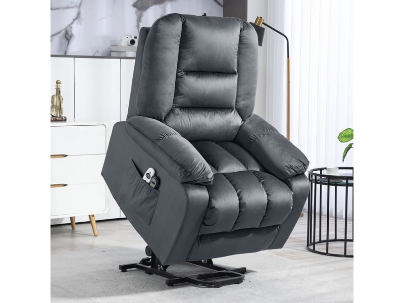  Fauteuil relax électrique releveur gris avec massage, chauffage et repose-pieds  - Conforama B