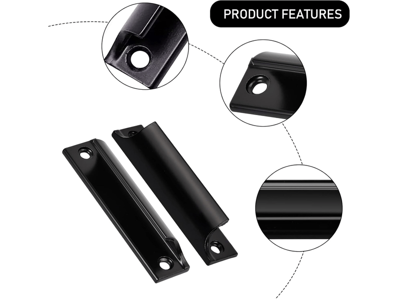  2 poignées pour porte coulissante, invisibles pour meubles d'intérieur, en alliage, avec entraxe de 90 mm (noir)  - Conforama C
