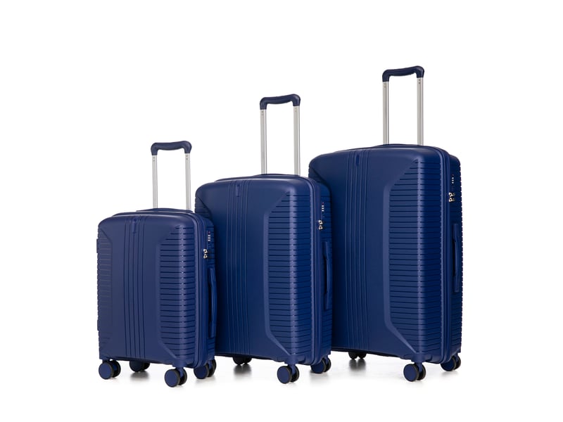 Lot de 3 valises rigides,202428 pouces,avec serrure,polypropylène,bleu - Conforama A