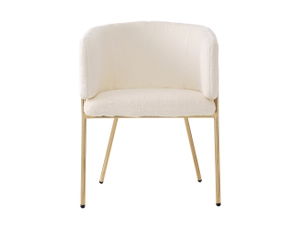 Chaise de salle à manger avec accoudoirs, lot de 6, fausse fourrure blanche, pieds métal doré, style chic, pour chambre ou coiffeuse