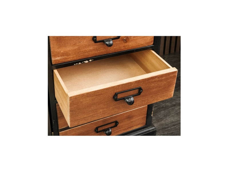  Buffet locker 105 cm – bois de pin, mdf, verre et métal – 2 portes et 5 tiroirs  - Conforama E