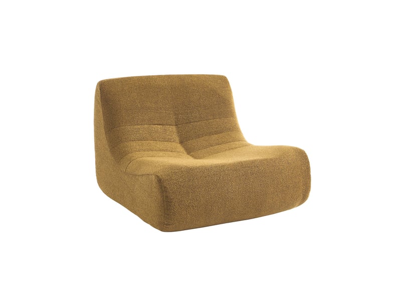  Fauteuil chauffeuse en bouclette texturée moutarde style contemporain 1 place  - Conforama A