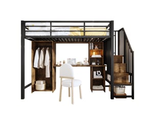 Lit mezzanine 90x200 cm MEUBLIV coloris noir
