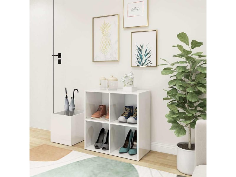  Meuble à chaussure, armoire à chaussures d’entrée blanc brillant bois ingénierie  - Conforama B