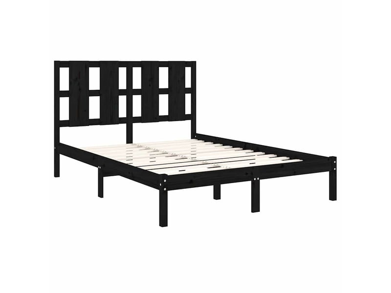  Lit double- lit adulte -  cadre de lit sans matelas noir 140x190 cm bois de pin massif  - Conforama C
