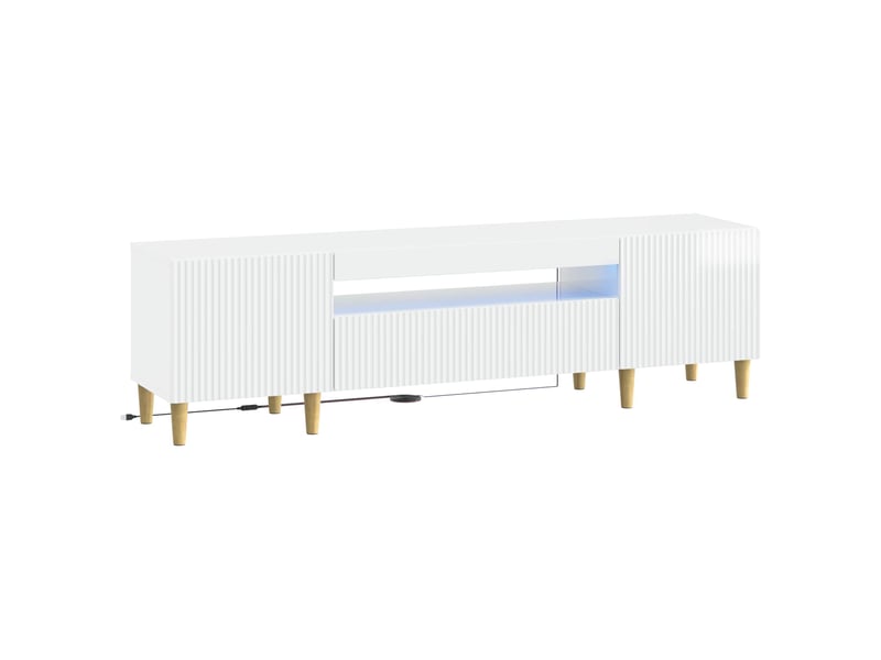  Meuble tv - banc tv - meuble de rangement led blanc brillant bois d'ingénierie  - Conforama A
